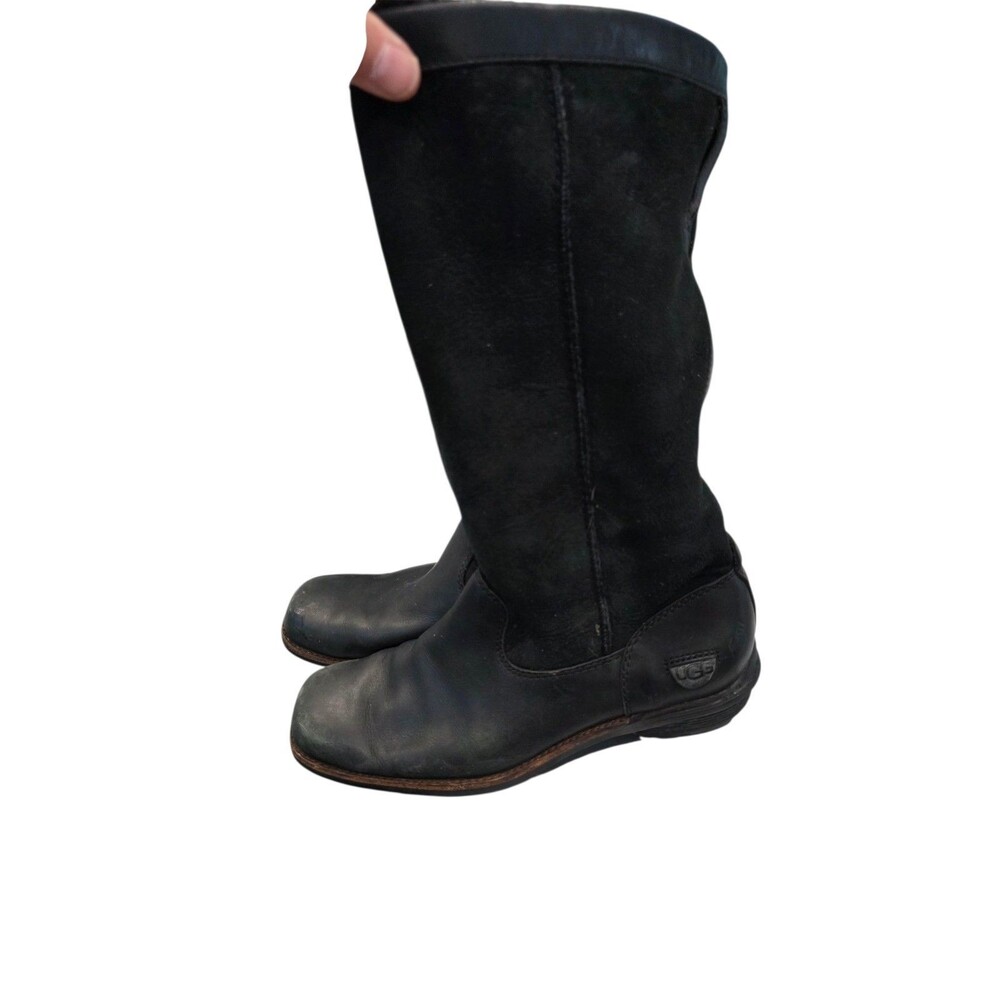 UGG Australia Tall 5594 Boots Black Suede Shearling Lined Womens Size 7.5